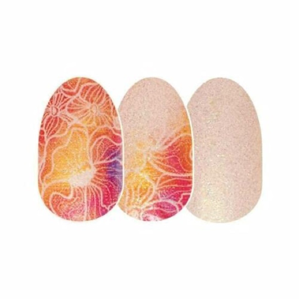 Color Street POPPY THAT Peach Floral Shimmer Nail Strips Set